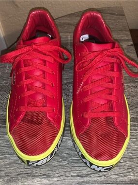Adidas Red Leather Low-Top Sneakers with Black Interior